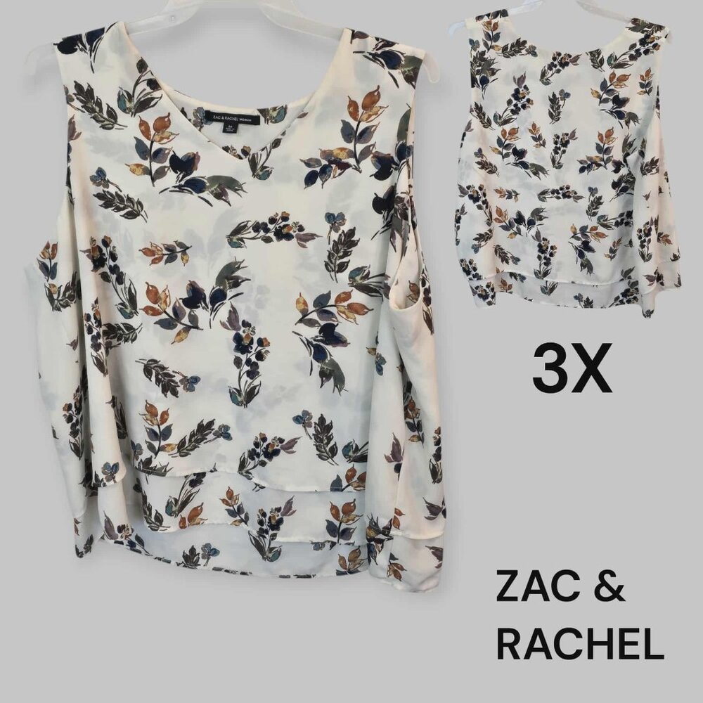 Zac & Rachel  Floral Sleeveless Lightweight Blouse Top Summer  Womens Plus 3X